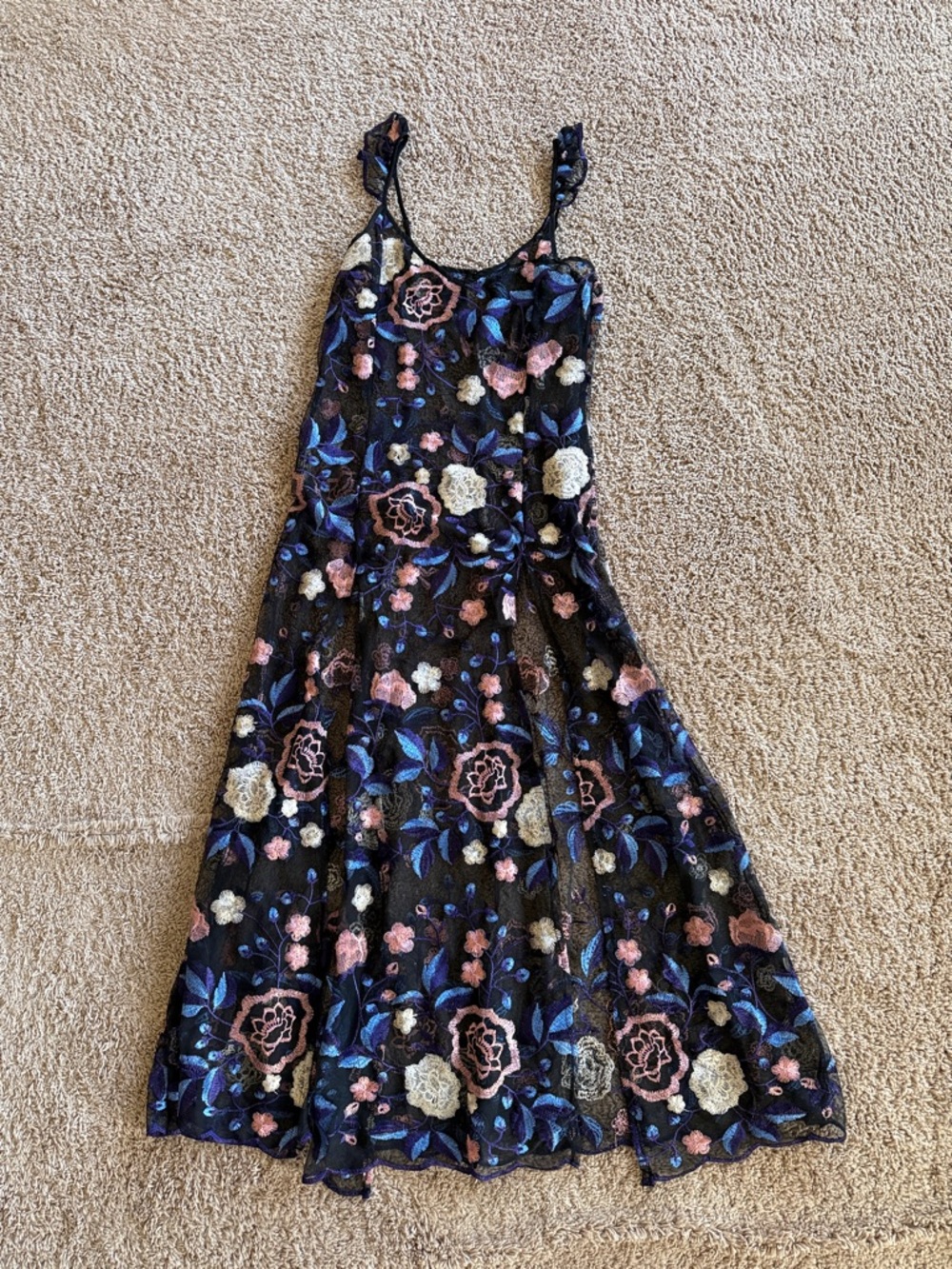 Nasty Gal US Sz 4 Embroidered Floral Mesh Maxi Dress